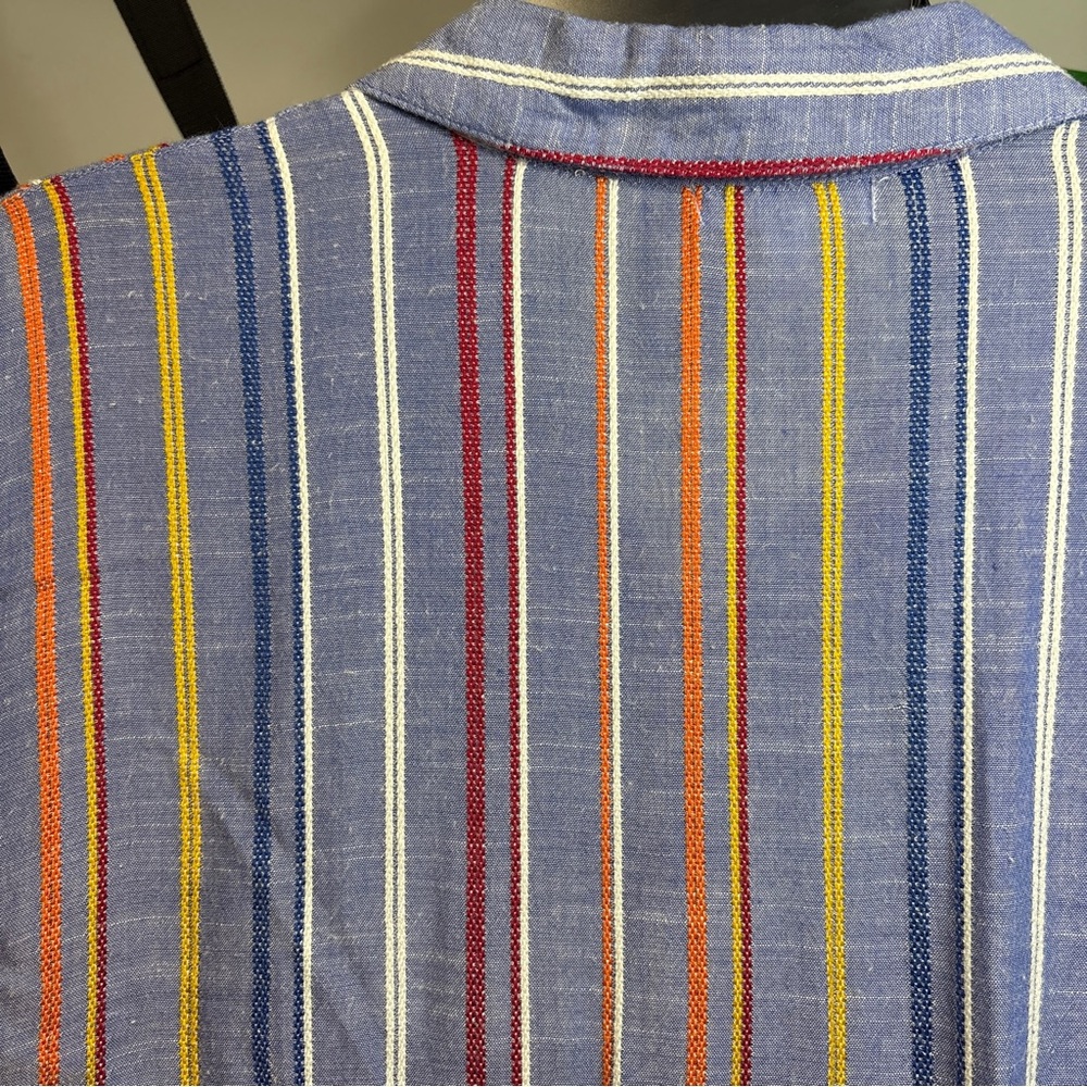 BP Nordstrom Tie Front Chambray Striped Short Sleeve Blouse - Picture 10 of 12